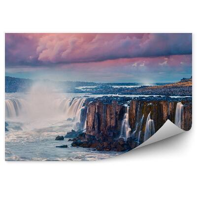 Samolepící fototapeta Skály kopce vodopády mraky