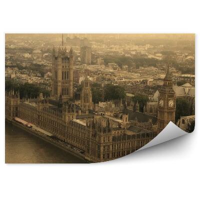 Samolepící fototapeta Pohled z ptačí perspektivy sépie panorama města Londýn