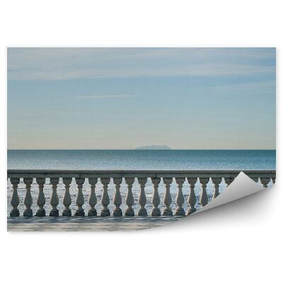 Samolepící fototapeta Sluneční terasa výhled restaurace Paříž Eiffelova věž budovy nebe mraky