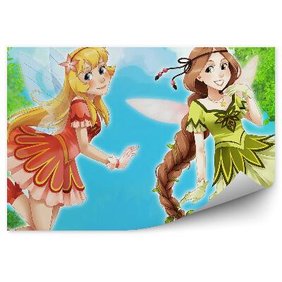 Fototapeta Víla elf květiny stromy obloha mraky ilustrace