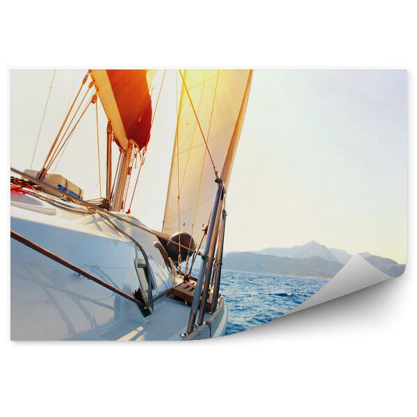Samolepící fototapeta Jachta plachetnice voda ostrov slunce
