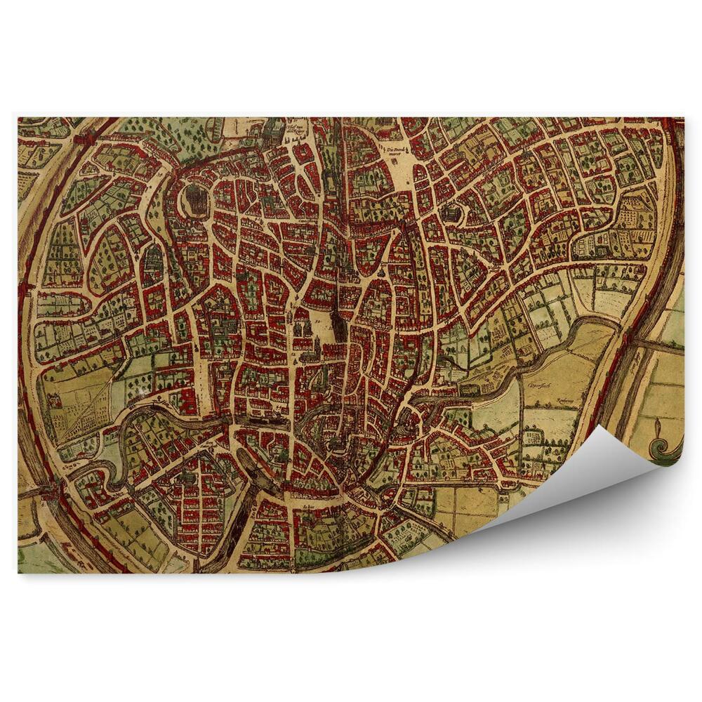 Samolepící fototapeta Bruggy stará mapa plán města