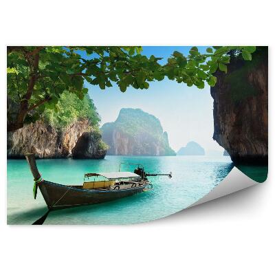 Samolepící fototapeta Loď na malém ostrově v Thajsku