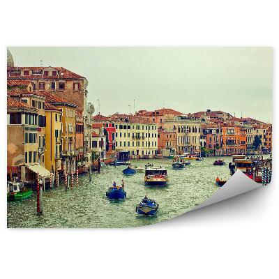 Tapeta na zeď Pohled na kanál Grande Benátky budovy lodě světla gondoly paprsky