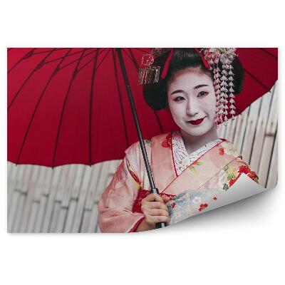 Samolepící fototapeta Město Japonsko žena gejša kimono deštník