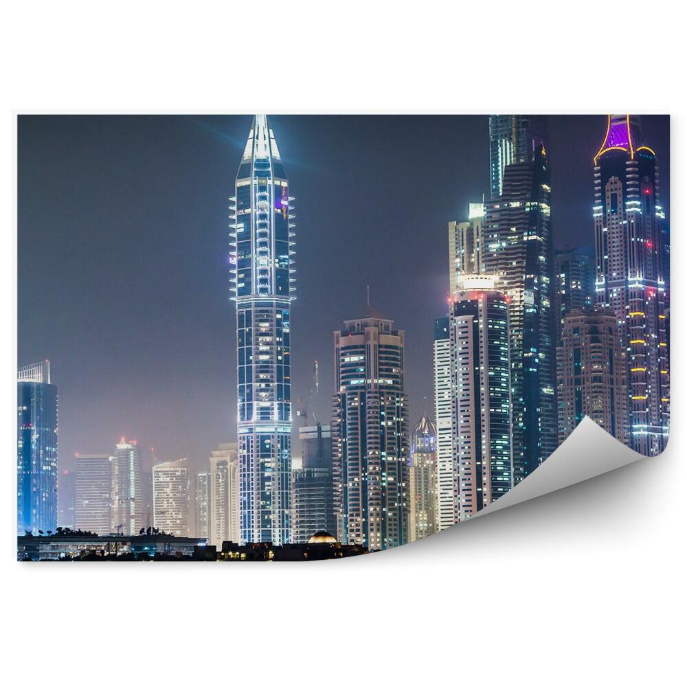 Fototapeta na zeď Pohled z ptačí perspektivy Mrakodrapy ulice světla Dubaj