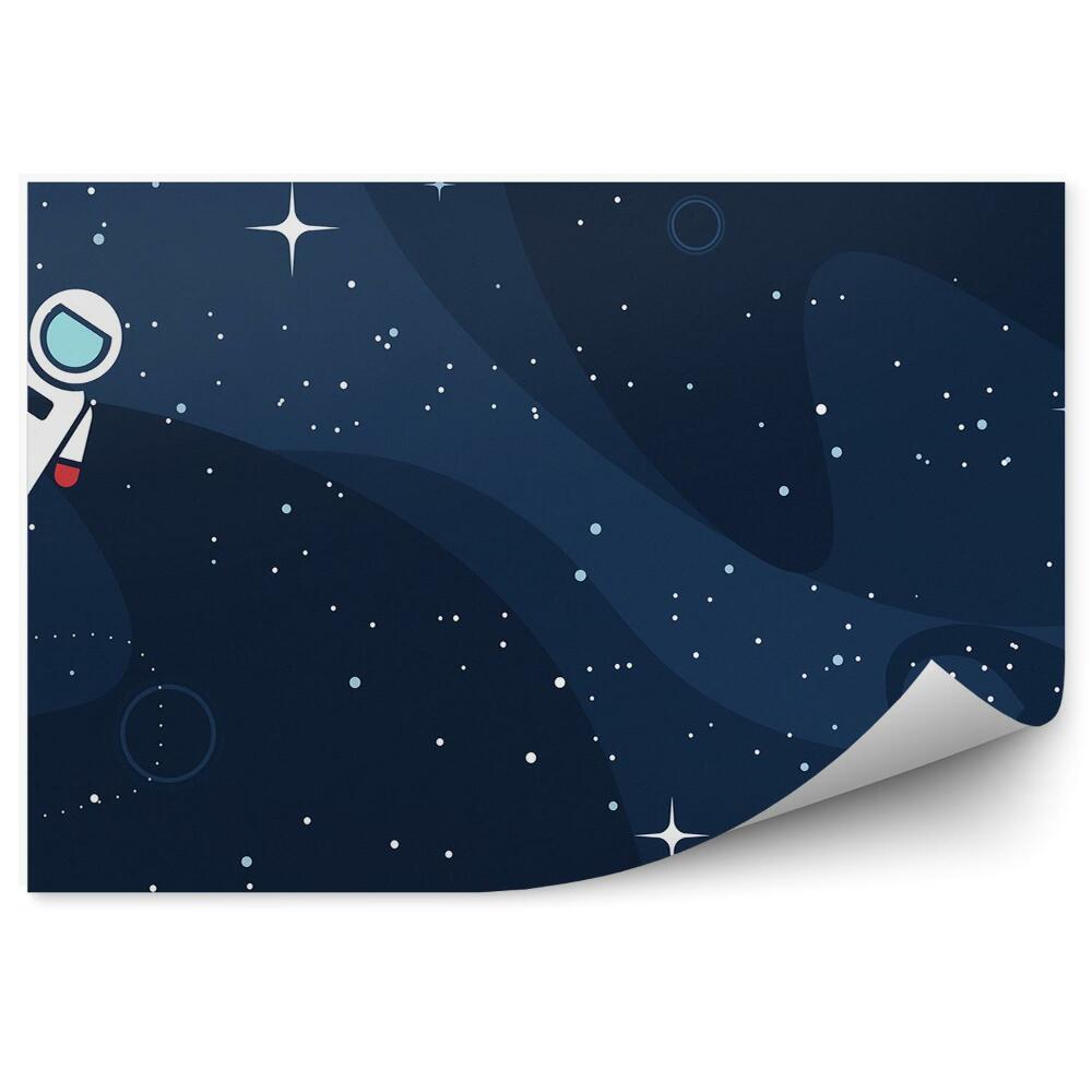 Samolepící fototapeta Vesmírná raketa astronaut měsíc tmavě modré pozadí