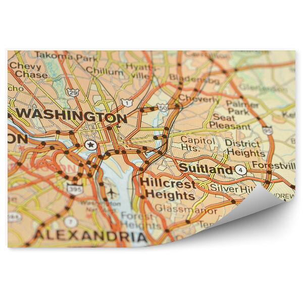 Fototapeta Mapa USA zblízka silnice