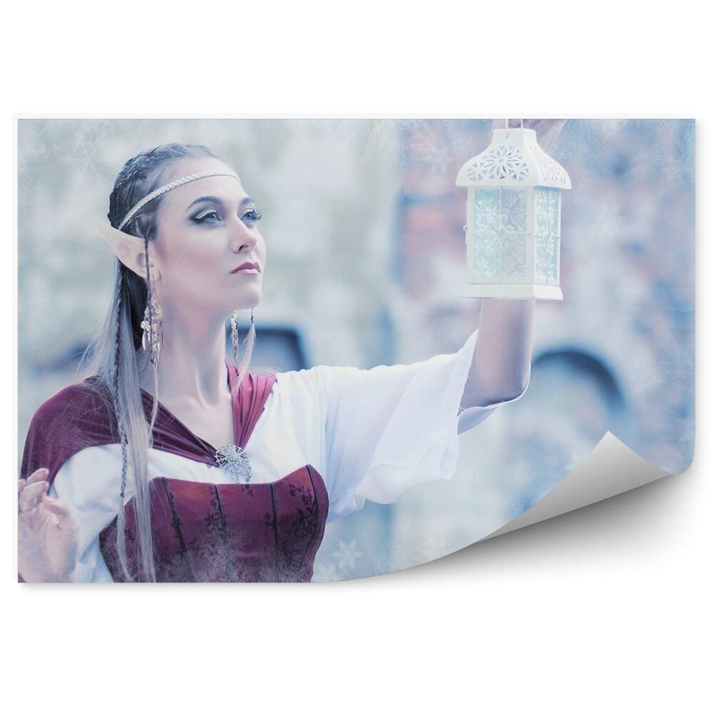 Fototapeta Zimní skřítek princezna lucerna