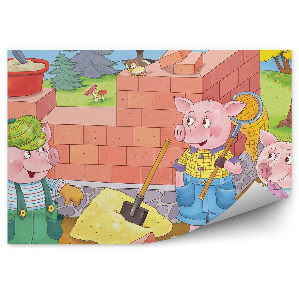 Fototapeta Tři prasátka staví dům příroda