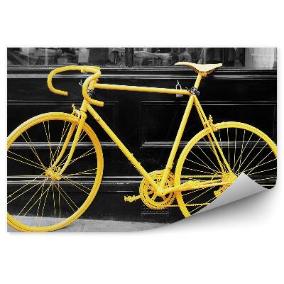 Samolepící fototapeta Žluté kolo černobílá fotografie města