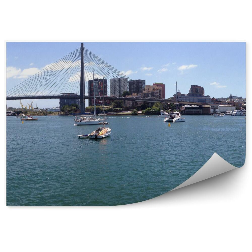 Samolepící fototapeta Budovy panoramatický most Anzac jachty obloha mraky