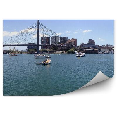 Samolepící fototapeta Budovy panoramatický most Anzac jachty obloha mraky