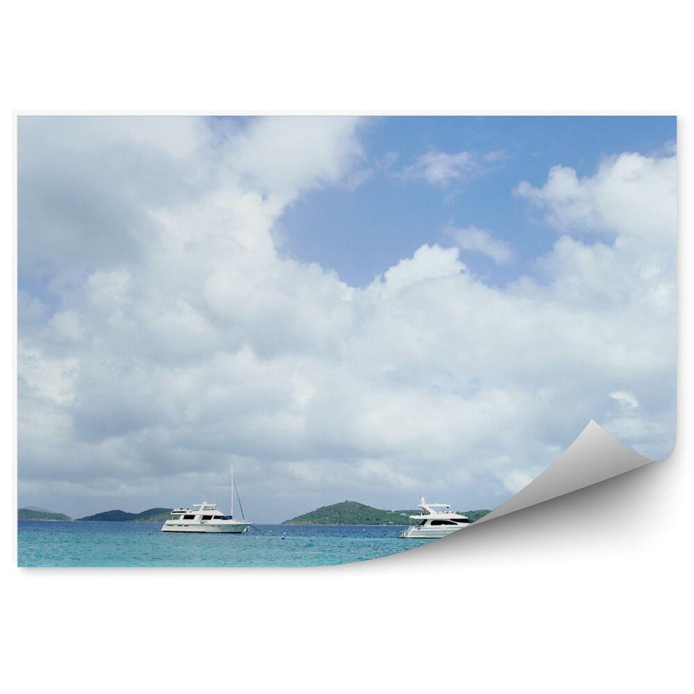 Fototapeta na zeď Jachty oceán hory obloha mraky