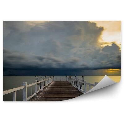 Samolepící fototapeta Molo mraky jezero