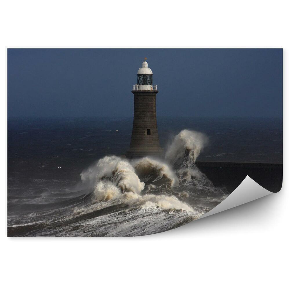 Fototapeta na zeď Maják betonové molo vlny