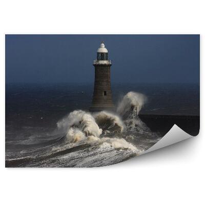 Fototapeta na zeď Maják betonové molo vlny