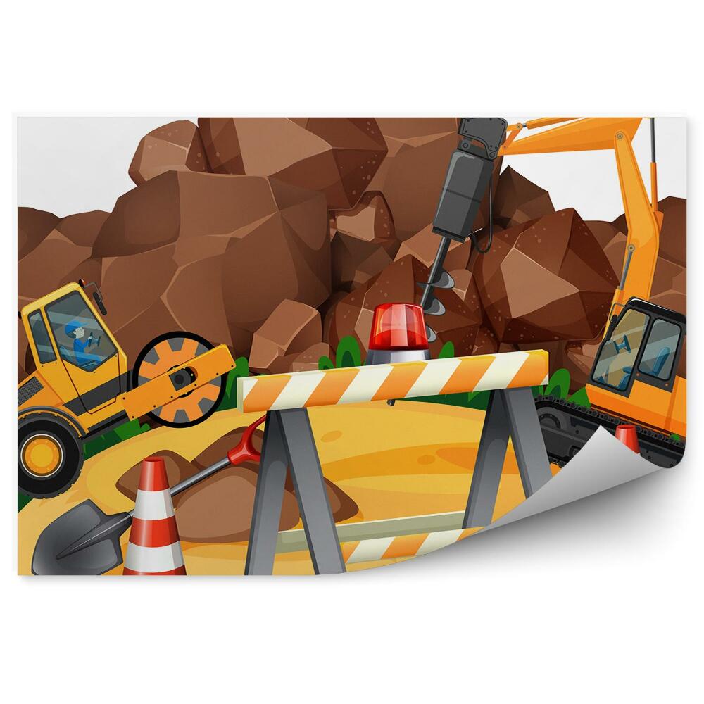 Fototapeta na zeď Stavební bagr vrtá kameny