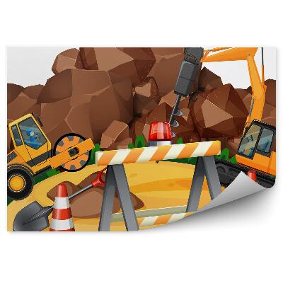 Fototapeta na zeď Stavební bagr vrtá kameny