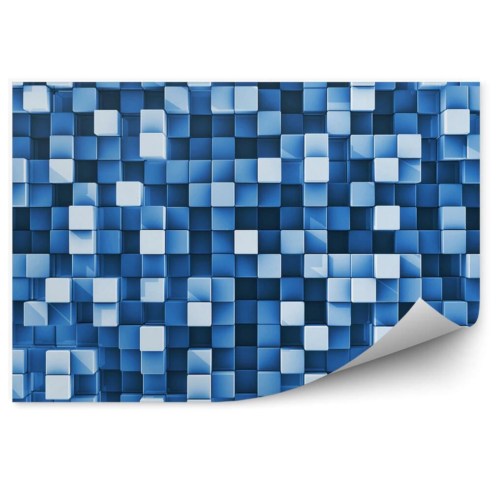 Samolepící fototapeta 3d kostka modré perspektivní čtverce