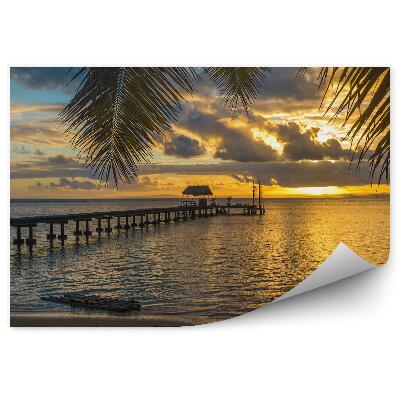 Fototapeta Rekreační krajina moře palma dřevěné molo