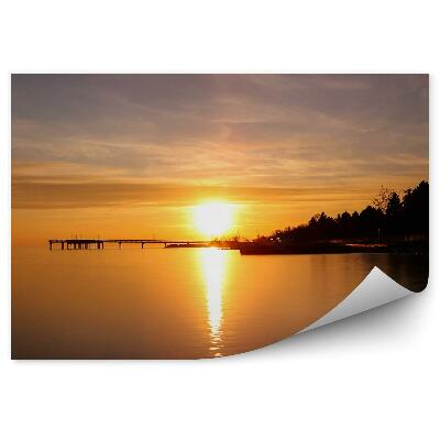 Samolepící fototapeta Západ slunce se stromy Toronto molo