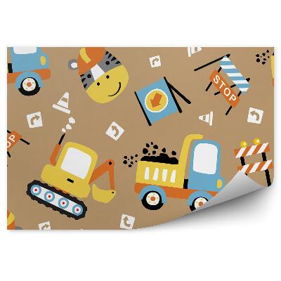 Samolepící fototapeta Stavební bagr se zvířecím vzorem