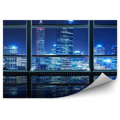 Fototapeta na zeď Mrakodrapy budovy světlo záře pohled za okno