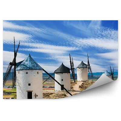 Fototapeta na zeď Pole větrné mlýny krajina modrá obloha