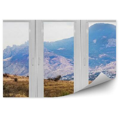 Samolepící fototapeta Pohled z okna na hory kopce rostliny