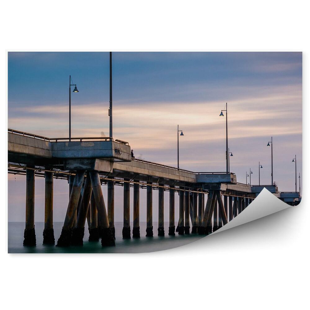 Samolepící fototapeta Benátky molo lucerny modré