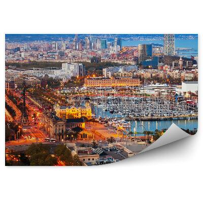 Fototapeta Port Vell Barcelona Španělsko západ slunce lodě budovy Katalánsko Barcelona Španělsko