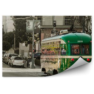Samolepící fototapeta Retro tramvaj na americké ulici