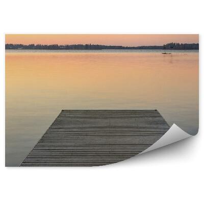 Samolepící fototapeta Dřevěné molo pláž oceán obloha mraky