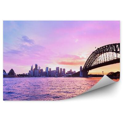 Fototapeta Panorama Sydney Harbor opera mrakodrapy oceán obloha mraky západ slunce