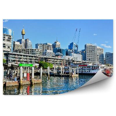 Samolepící tapeta Mrakodrapy lodě oceán světlo noc Sydney