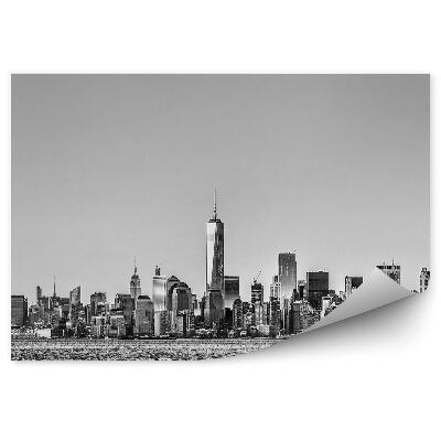 Fototapeta na zeď Panorama města říční lodě černobílé