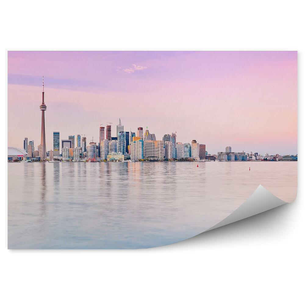 Fototapeta na zeď Panorama Toronto Kalifornie televizní věž mrakodrapy oceán nebe západ slunce