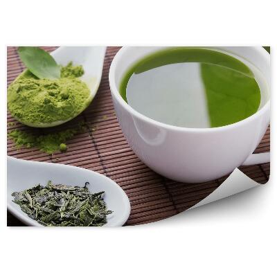 Tapeta Zelený čaj prášek sušené listy šálek