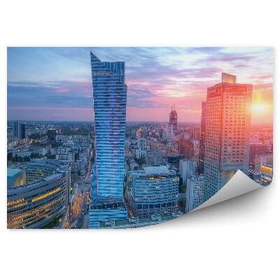 Fototapeta na zeď Panorama Varšava mrakodrapy budovy silnice nebe mraky