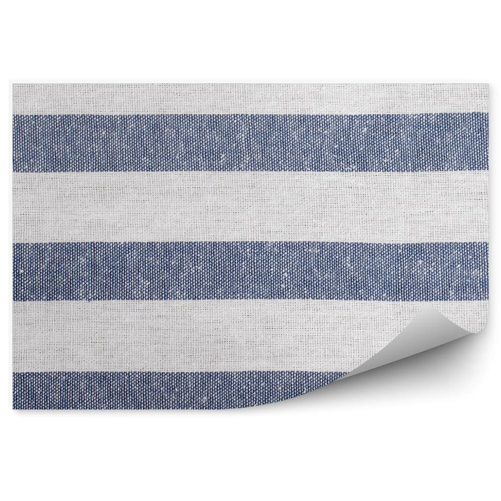 Samolepící fototapeta Vzor tkaniny bílé tmavě modré vodorovné pruhy
