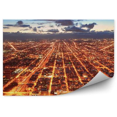 Tapeta na zeď Letecký pohled na centrum Chicaga mrakodrapy noc světla