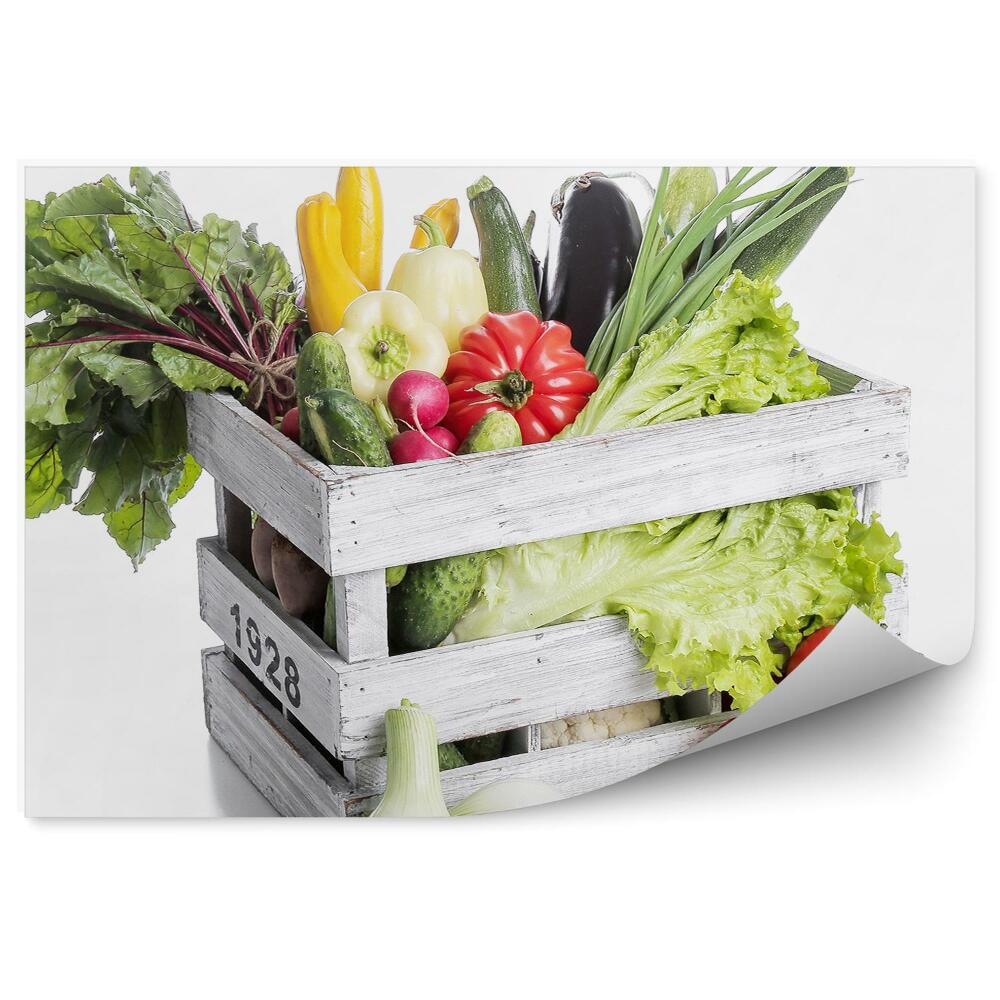 Fototapeta na zeď Dřevěná krabice dodávka zeleniny čerstvé zdravé