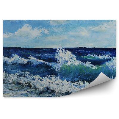 Fototapeta Mořské vlny pláž obloha mraky olejomalba