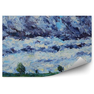 Samolepící fototapeta Malované pole tráva příroda zamračená obloha