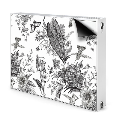 Magnetický kryt na radiátor Černobílá zahrada