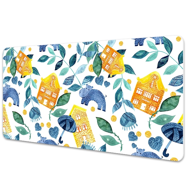 Pracovní podložka na stůl Hroši mezi domy
