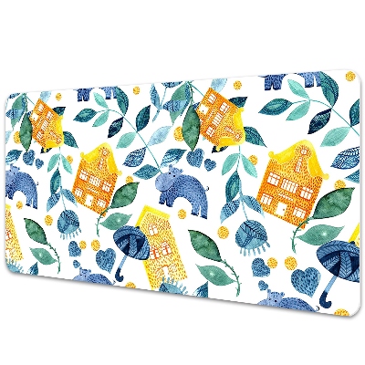 Pracovní podložka na stůl Hroši mezi domy