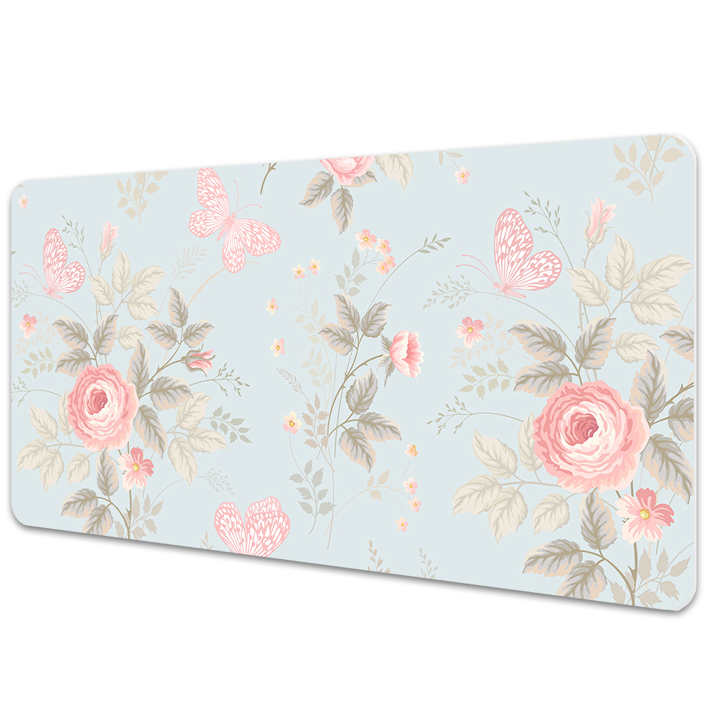 Psací podložka na stůl Motýli na růžích