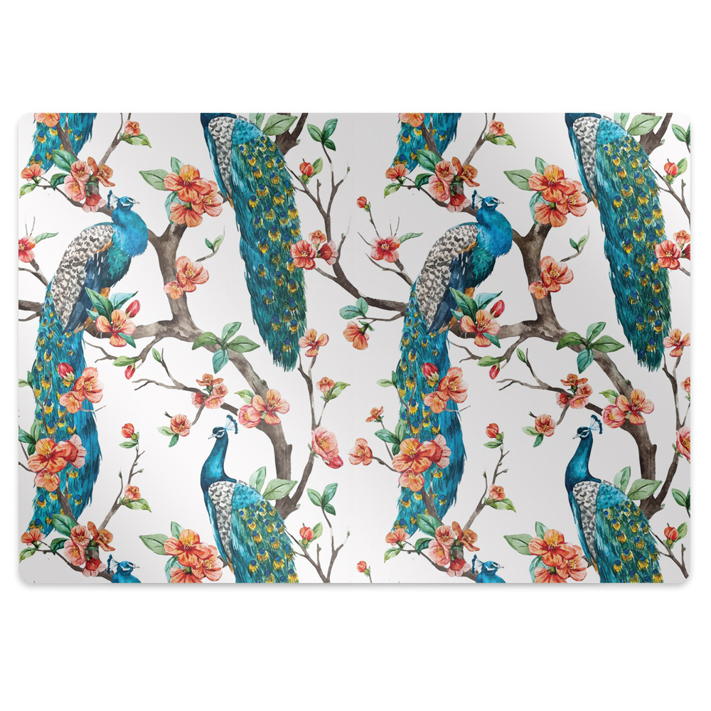 Ochranná podložka pod židli Pávi a květiny